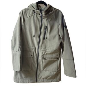 French connection Green women’s weather resistant rain zip up hooded Jacket Sz L